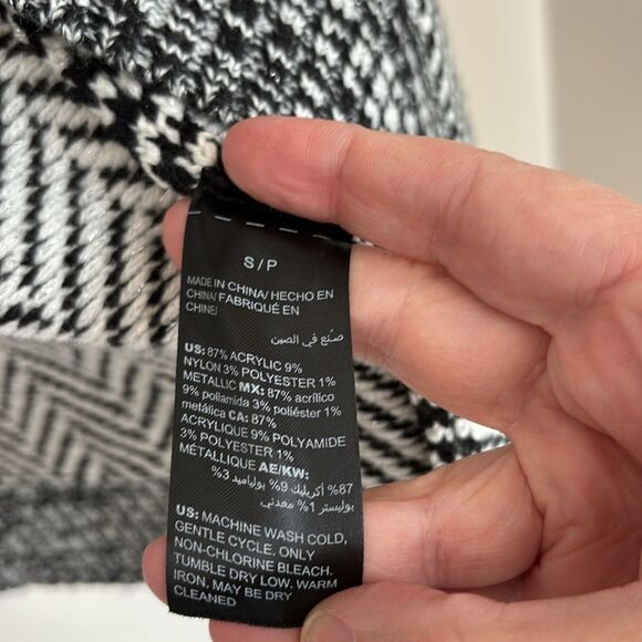 White House Black Market Black Herringbone Chevron Open Front Sweater small EUC - Picture 6 of 8